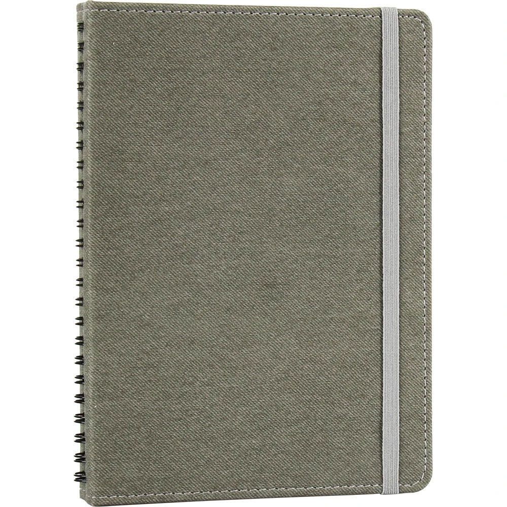 Gizli Spiralli, Keten Dokulu ve Lastikli VIP Tarihsiz Defter (15 x 21.5 cm)