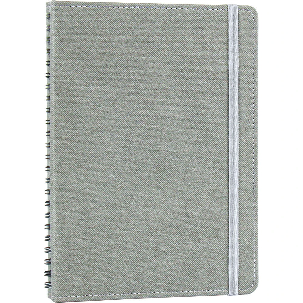 Gizli Spiralli, Keten Dokulu ve Lastikli VIP Tarihsiz Defter (15 x 21.5 cm)
