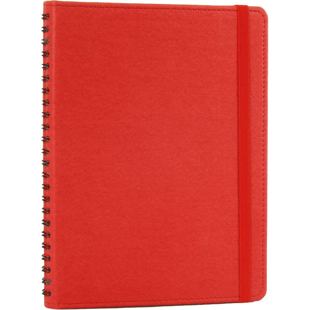 Gizli Spiralli, Keten Dokulu ve Lastikli VIP Tarihsiz Defter (15 x 21.5 cm)