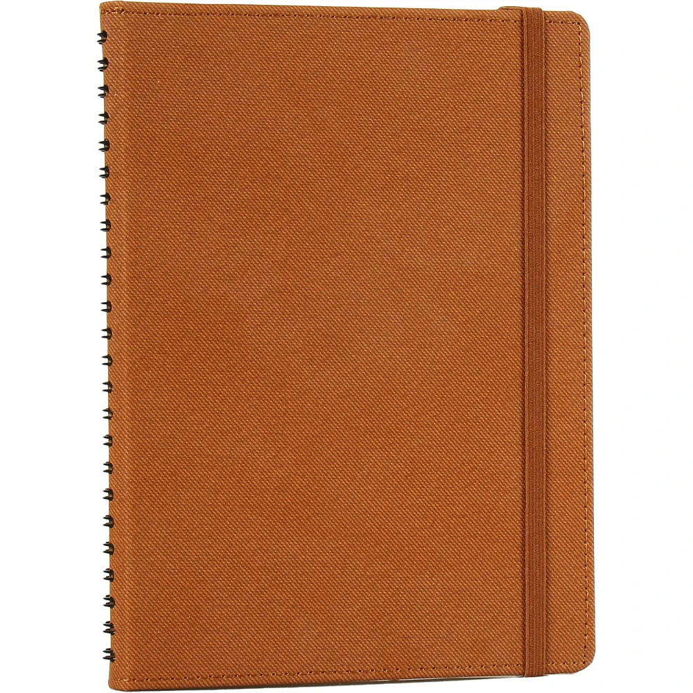 Gizli Spiralli, Keten Dokulu ve Lastikli VIP Tarihsiz Defter (15 x 21.5 cm)
