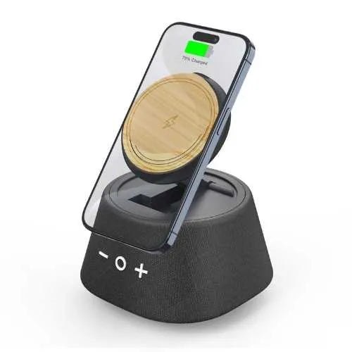 Eccotech Ekolojik Kablosuz Magsafe Sarj Cihazı+Bluetooth Hoparlör - Siyah