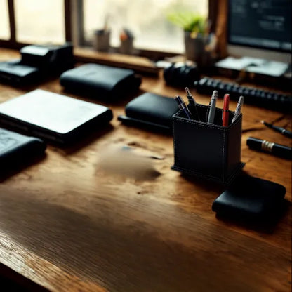 Siyah Renk Suni Deri Kalemlik