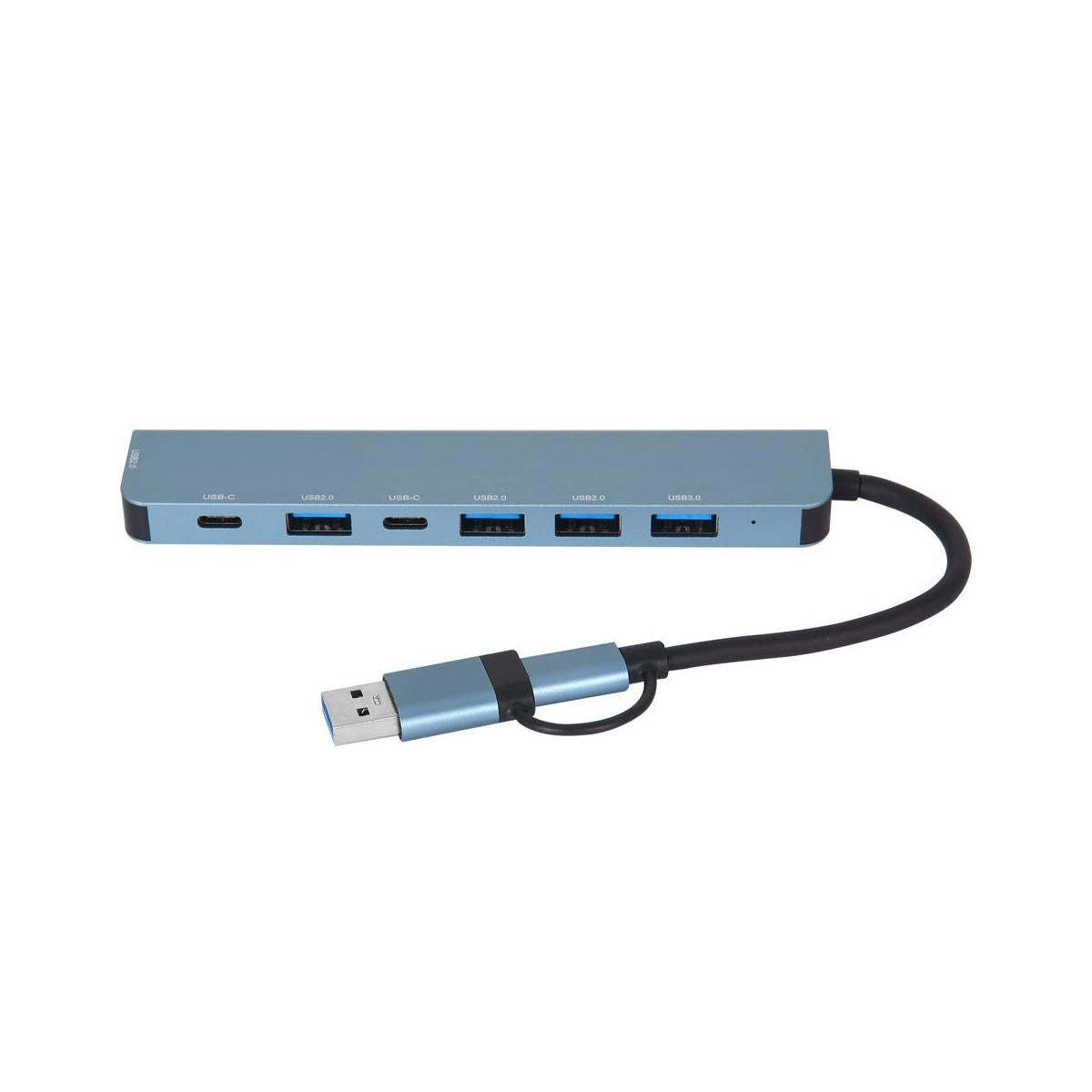 USB 3.0 Alüminyum Çoğaltıcı – 7 Portlu (5x USB-A & 2x USB-C) Hub