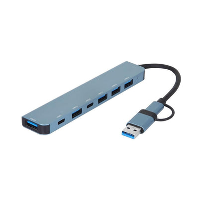 USB 3.0 Alüminyum Çoğaltıcı – 7 Portlu (5x USB-A & 2x USB-C) Hub