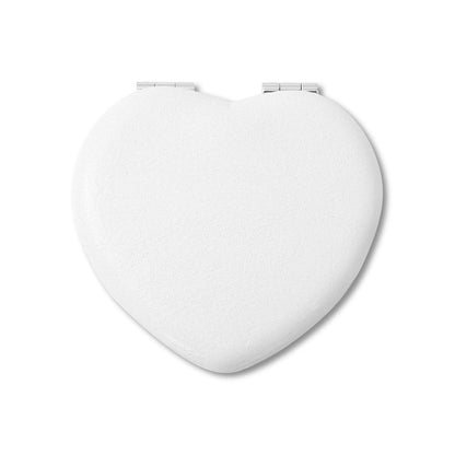 Kalp Şeklinde Cep Aynası (Suni Deri Kapaklı, 7.5x7 cm, Taşınabilir)