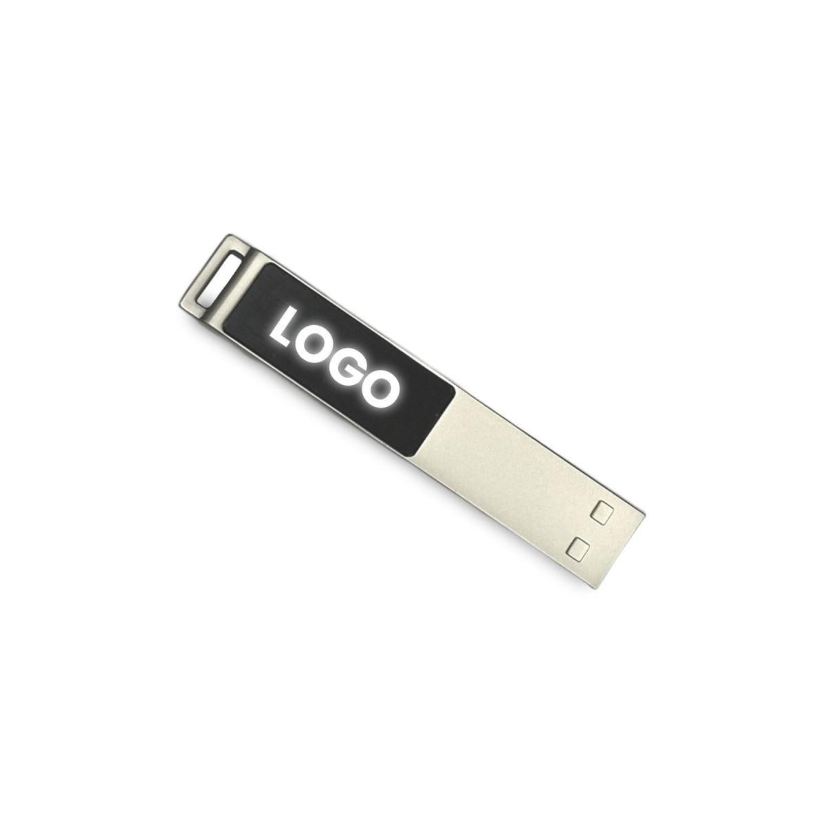 Beyaz LED Işıklı USB Bellek – Modern Tasarım ve Işıklı Logo Deneyimi