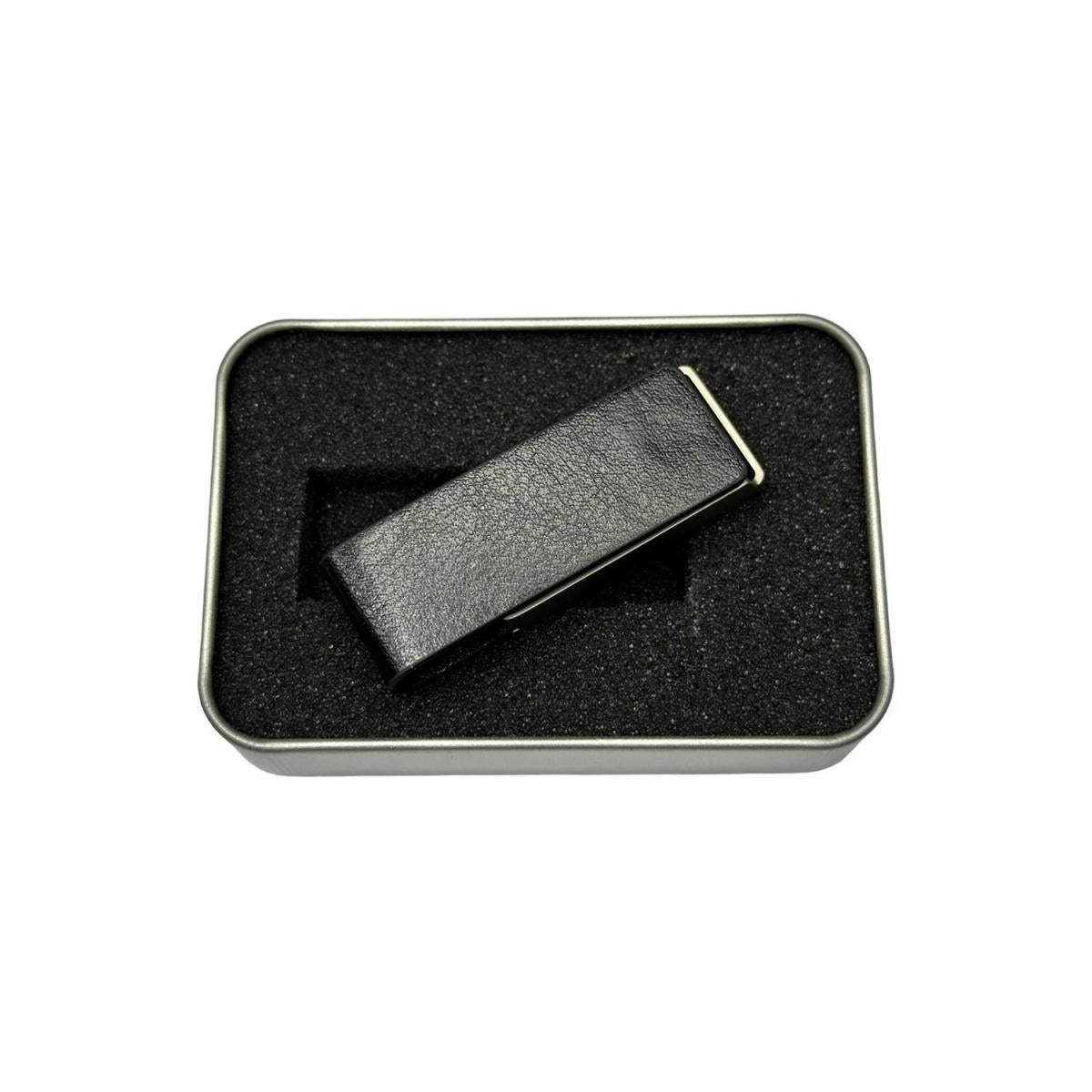 Deri Kapaklı Beyaz Işıklı USB Bellek – Prestijli Tasarım ve Işıklı Logo