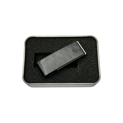 Deri Kapaklı Beyaz Işıklı USB Bellek – Prestijli Tasarım ve Işıklı Logo