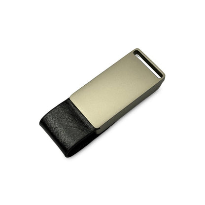 Deri Kapaklı Beyaz Işıklı USB Bellek – Prestijli Tasarım ve Işıklı Logo
