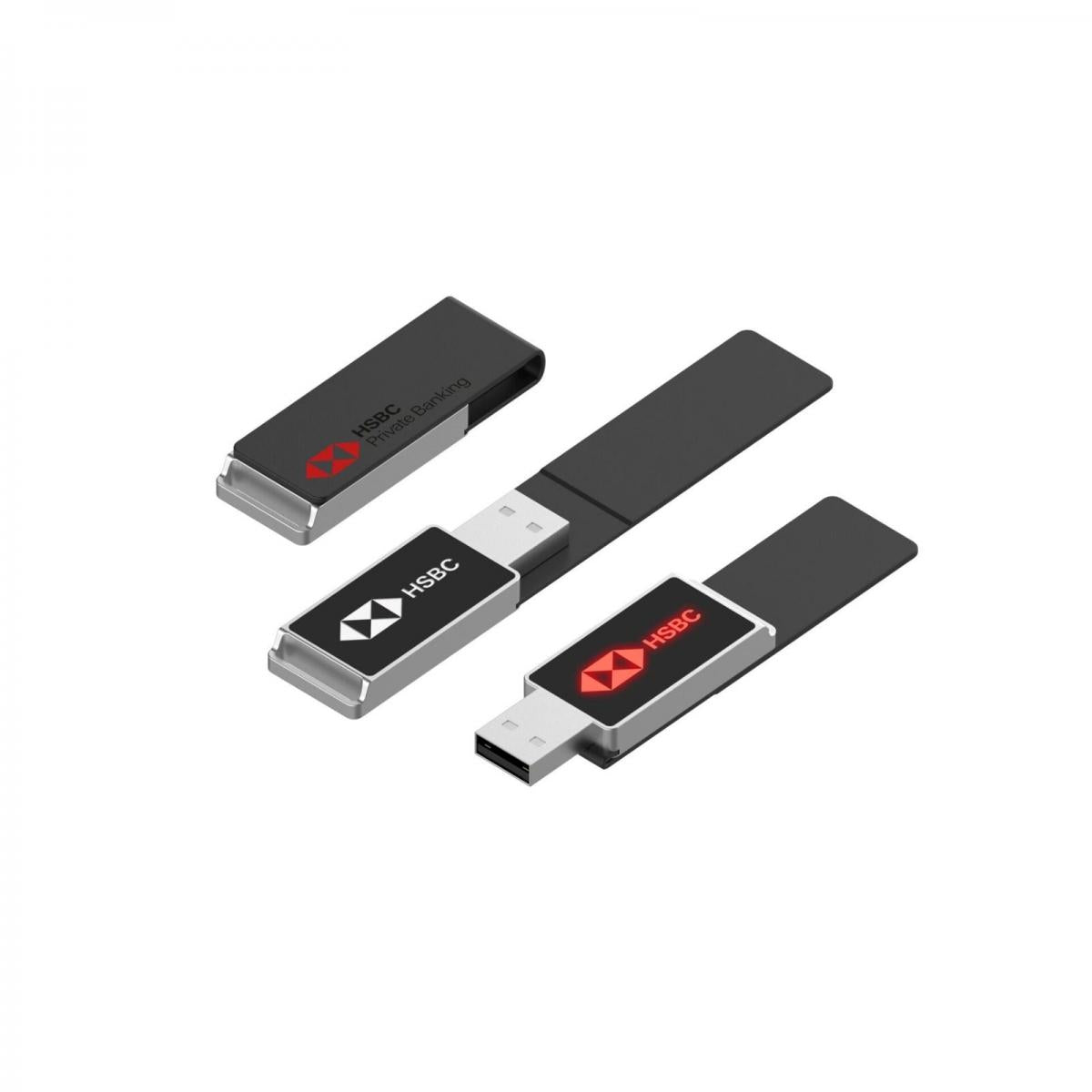 Deri Kapaklı Beyaz Işıklı USB Bellek – Prestijli Tasarım ve Işıklı Logo