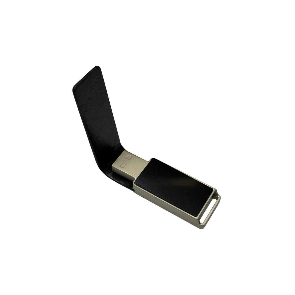 Deri Kapaklı Beyaz Işıklı USB Bellek – Prestijli Tasarım ve Işıklı Logo