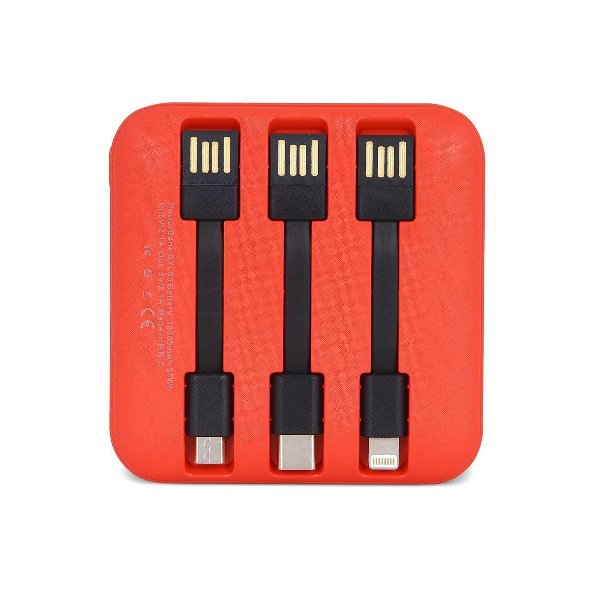 Dahili 3 Kablolu Powerbank – 10.000 mAh Hızlı Şarj ve Çift LED Fenerli