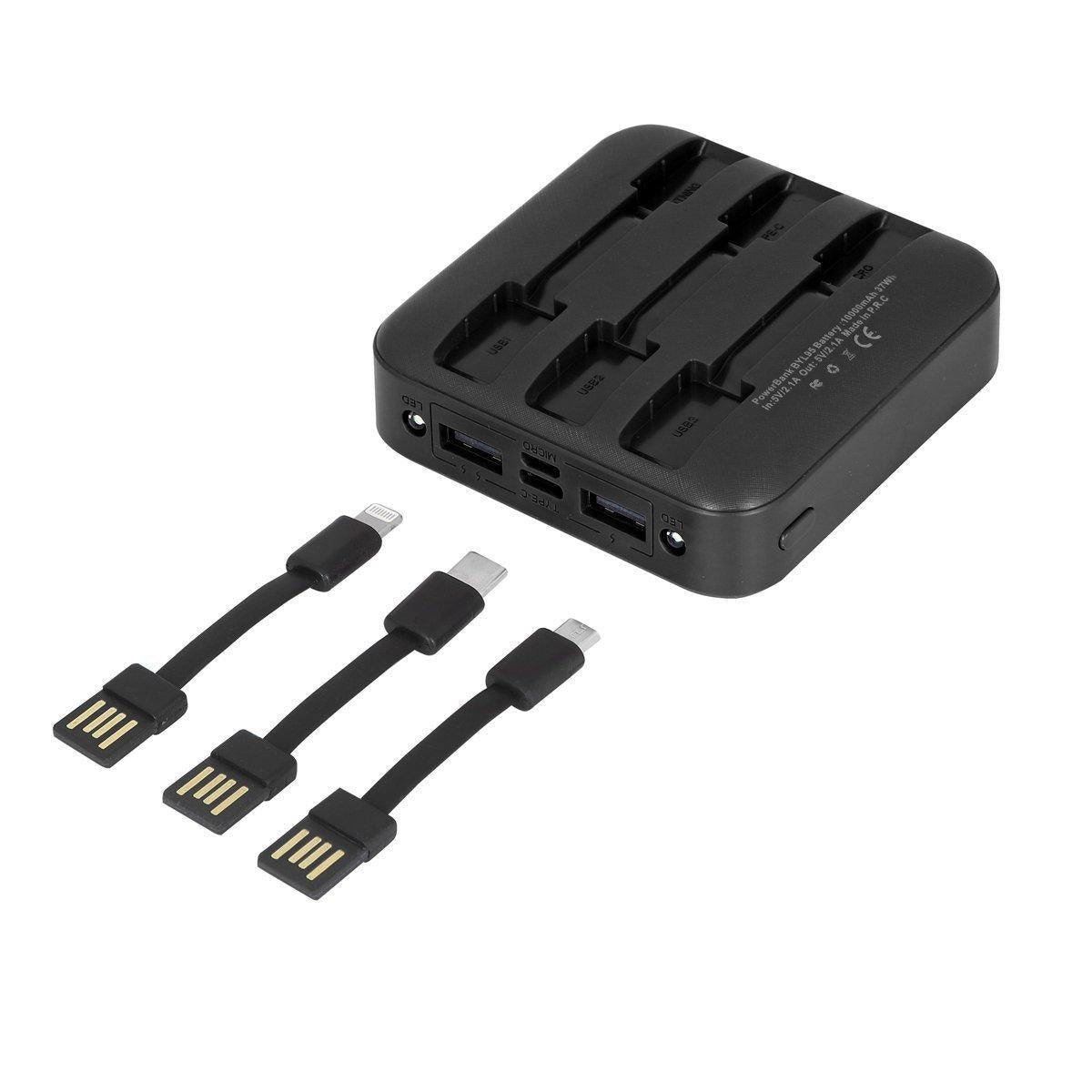 Dahili 3 Kablolu Powerbank – 10.000 mAh Hızlı Şarj ve Çift LED Fenerli