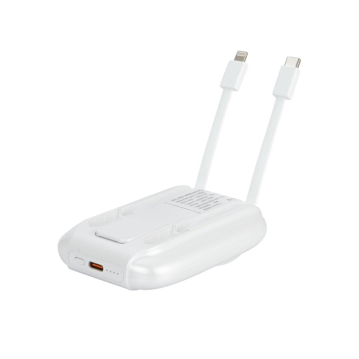 MagSafe Uyumlu 10.000 mAh Powerbank – Dahili USB-C & Lightning Kablolu ve Telefon Standlı