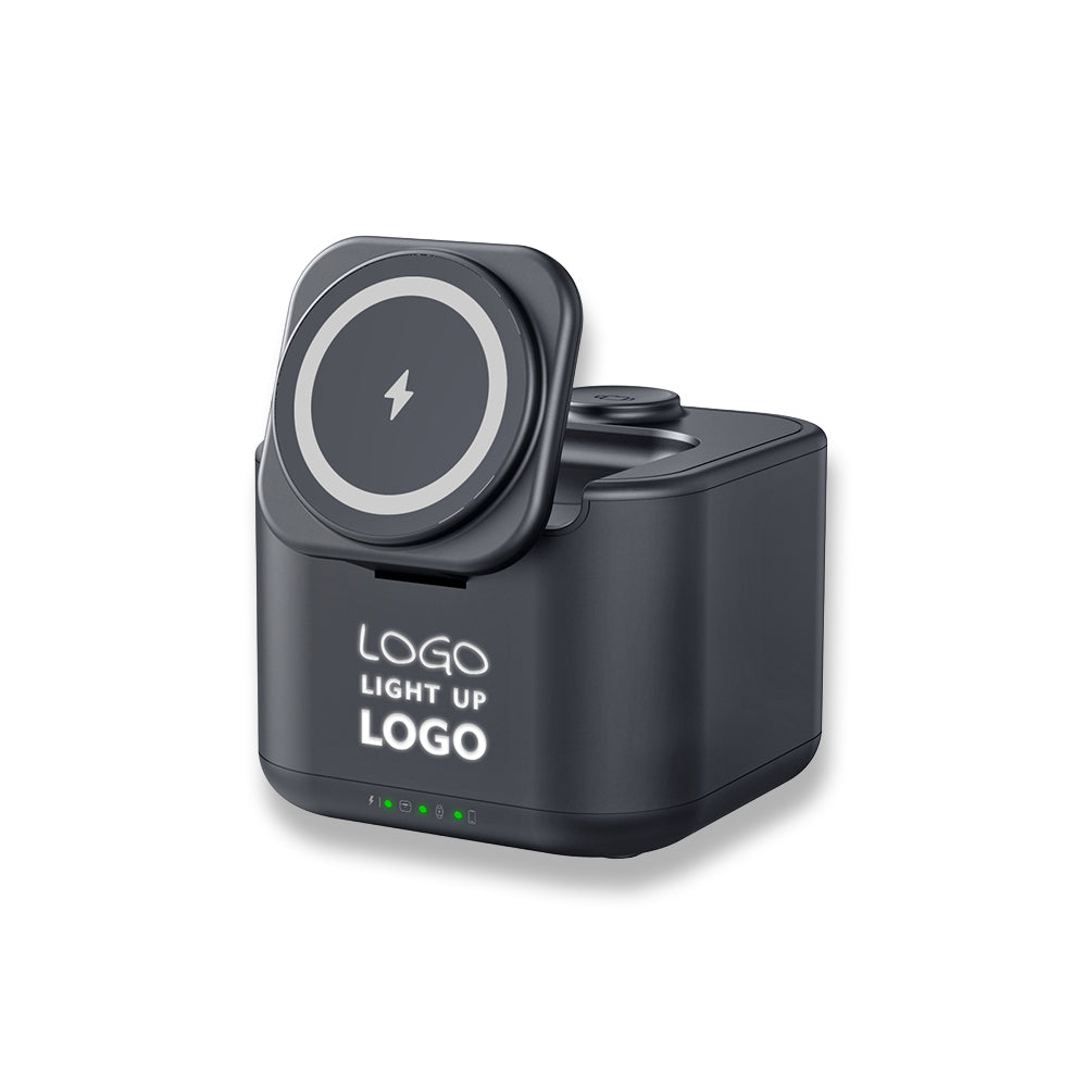Işıklı Logo Hoparlörlü Magsafe Şarj Standı (Telefon, Kulaklık, Saat)