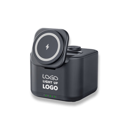 Işıklı Logo Hoparlörlü Magsafe Şarj Standı (Telefon, Kulaklık, Saat)