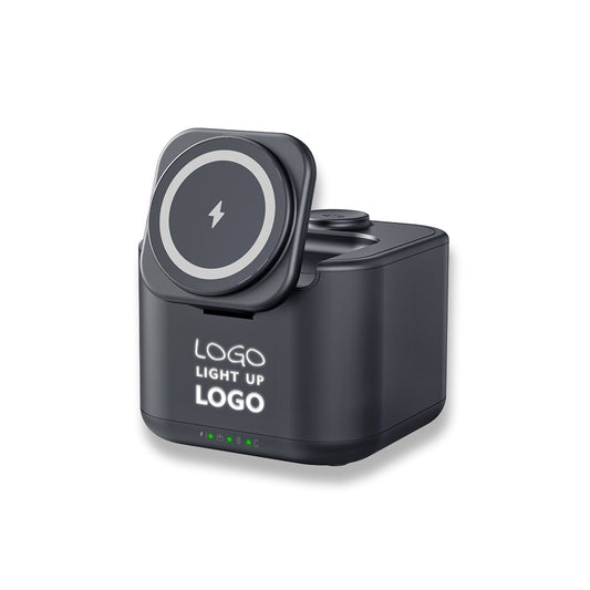 Işıklı Logo Hoparlörlü Magsafe Şarj Standı (Telefon, Kulaklık, Saat)