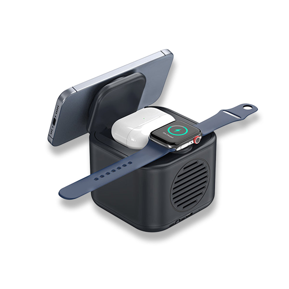Işıklı Logo Alanlı ve Hoparlörlü Katlanabilir MagSafe 3'ü 1 Arada Şarj İstasyonu